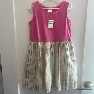 Hanna Andersson rainbow metallic stripe dress, size 120/6-7, NWT